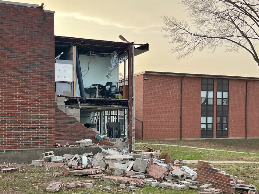 The Perryville High School campus received significant damage from a storm that pushed through the area Friday evening through early Saturday morning. The campus was to remain closed until the extent of the damage was determined. A special board of education meeting to discuss damages to the school buildings was set for 6 p.m. Wednesday in the Old High School Building.