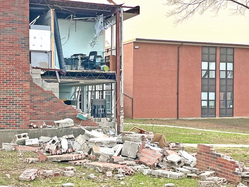 The Perryville High School campus received significant damage from the March 14 tornado that hit the city. While most all of the buildings in the Perry County 32 School District received some damage, the high school building received the most. Superintendent Fara Jones said there is some question regarding the structure’s future.