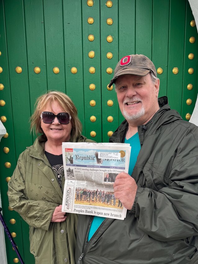 Jim and Jackie Meier of Perryville sent this photo of them holding a copy of the Republic-Monitor while visiting Tangier, Morocco. The Meiers began their cruise in Fort Lauderdale, Fla., and have visited or will visit Bermuda, the Azores, Portugal, Morocco, Gibraltar, and Spain before they return home on April 28.