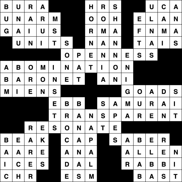 Crossword Puzzle Answers: April 19 26 The Northern Light