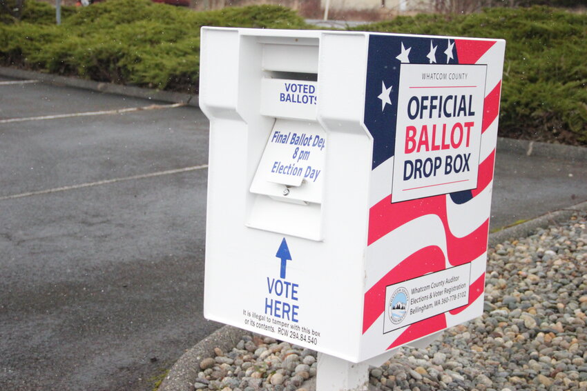 The ballot drop box at North Whatcom Fire and Rescue Station 63 in Birch Bay, 4581 Birch Bay-Lynden Road.