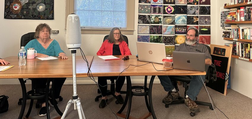 There was a full house for the Point Roberts Hospital District’s monthly meeting on May 8 at the community center, as patients of the Point Roberts clinic showed up to express their support for the current operators. From l., district superintendent Barbara Wayland, commissioner Sara Oggel and commission chair Stephen Falk. Fellow commissioner Noel Newbolt attended virtually via Zoom.