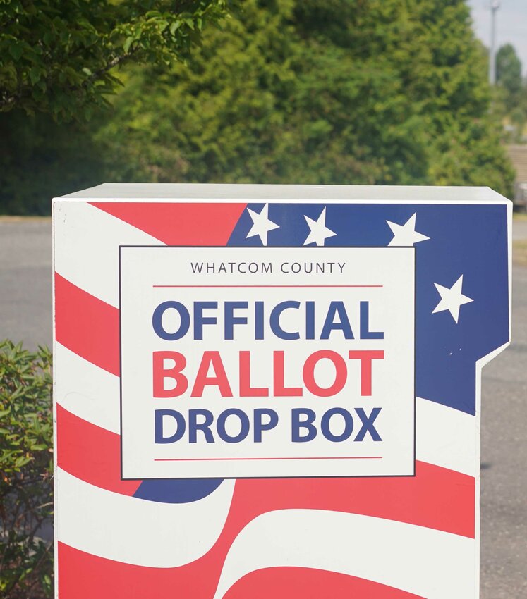 The Whatcom County official ballot drop box at the Blaine Public Library.