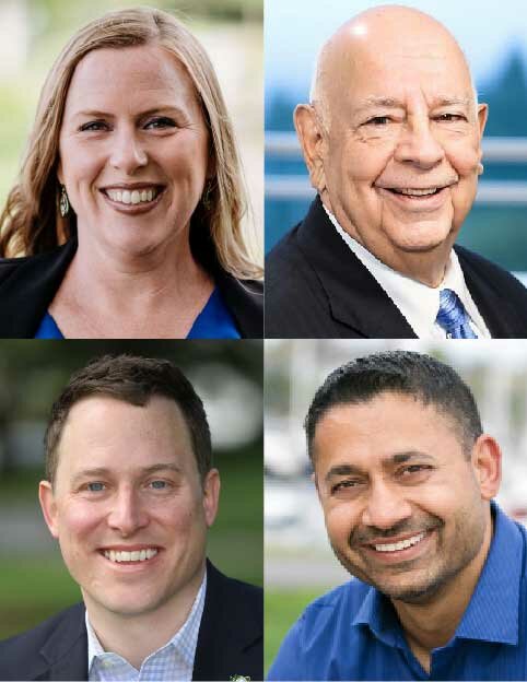 Top row; Alicia Rule and Raymond Pelletti run for the 42nd Legislative District Position 1 seat. Bottom row; Joe Timmons and Kamal Bhachu run for the 42nd Legislative District Position 2 seat.