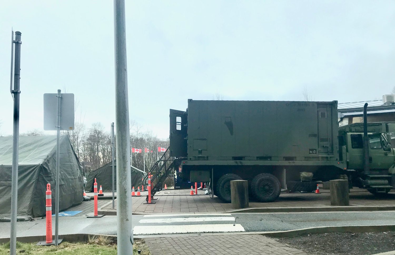 Canadian Armed Forces at the Peace Arch border crossing on February 22.