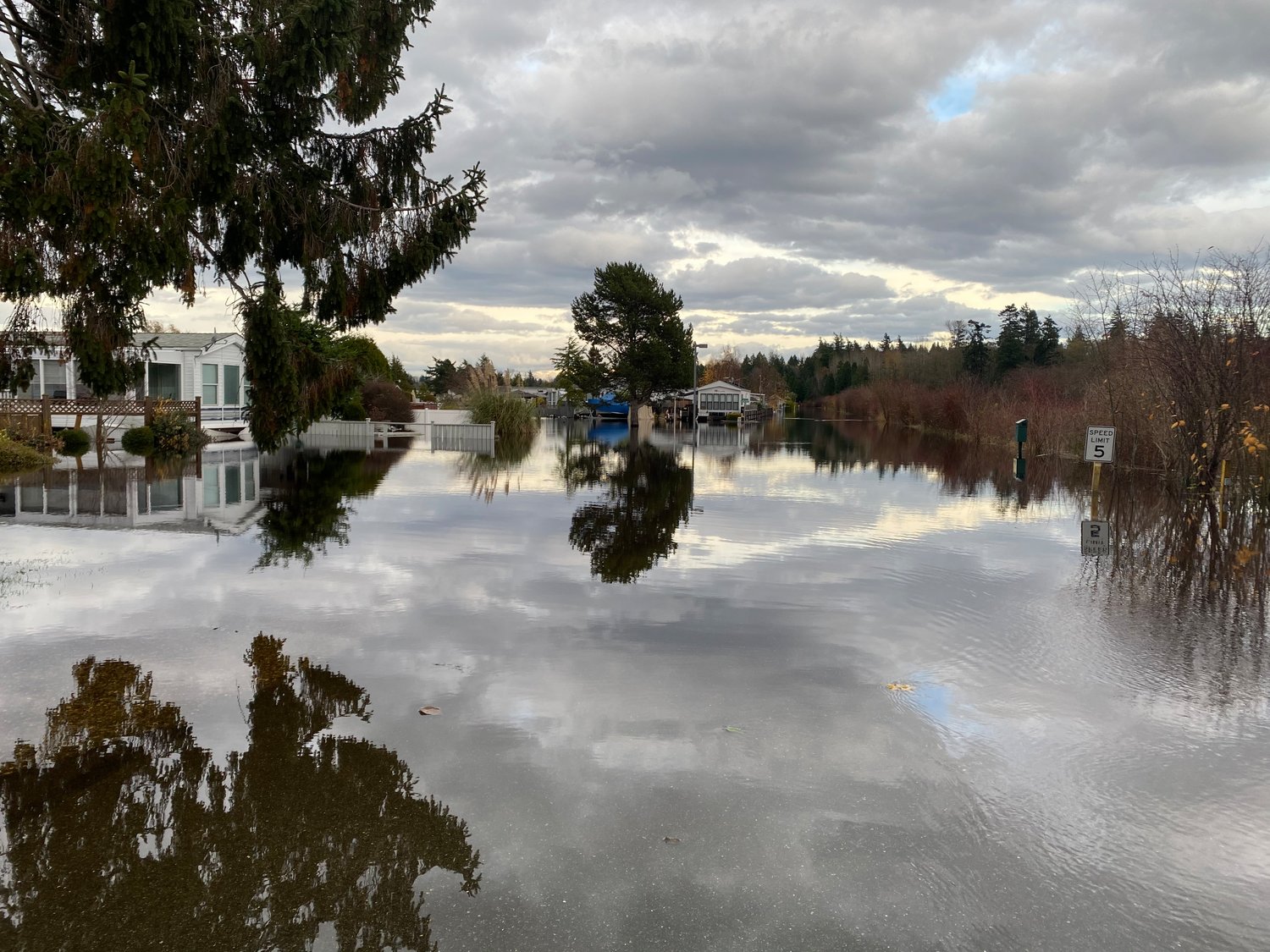 Birch Bay Leisure Park began flooding for a second time November 28, with waters reaching up to 2.5 feet. Photograph taken November 29.