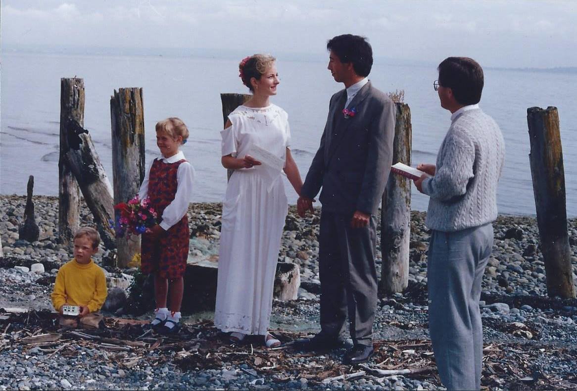 On their wedding day at Lily Point.
