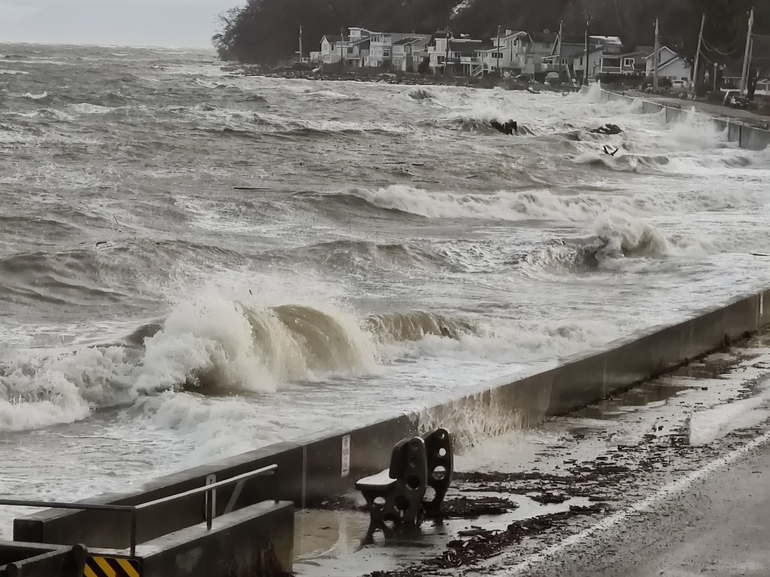 Maple Beach was splashed by raging seas during a recent storm event.