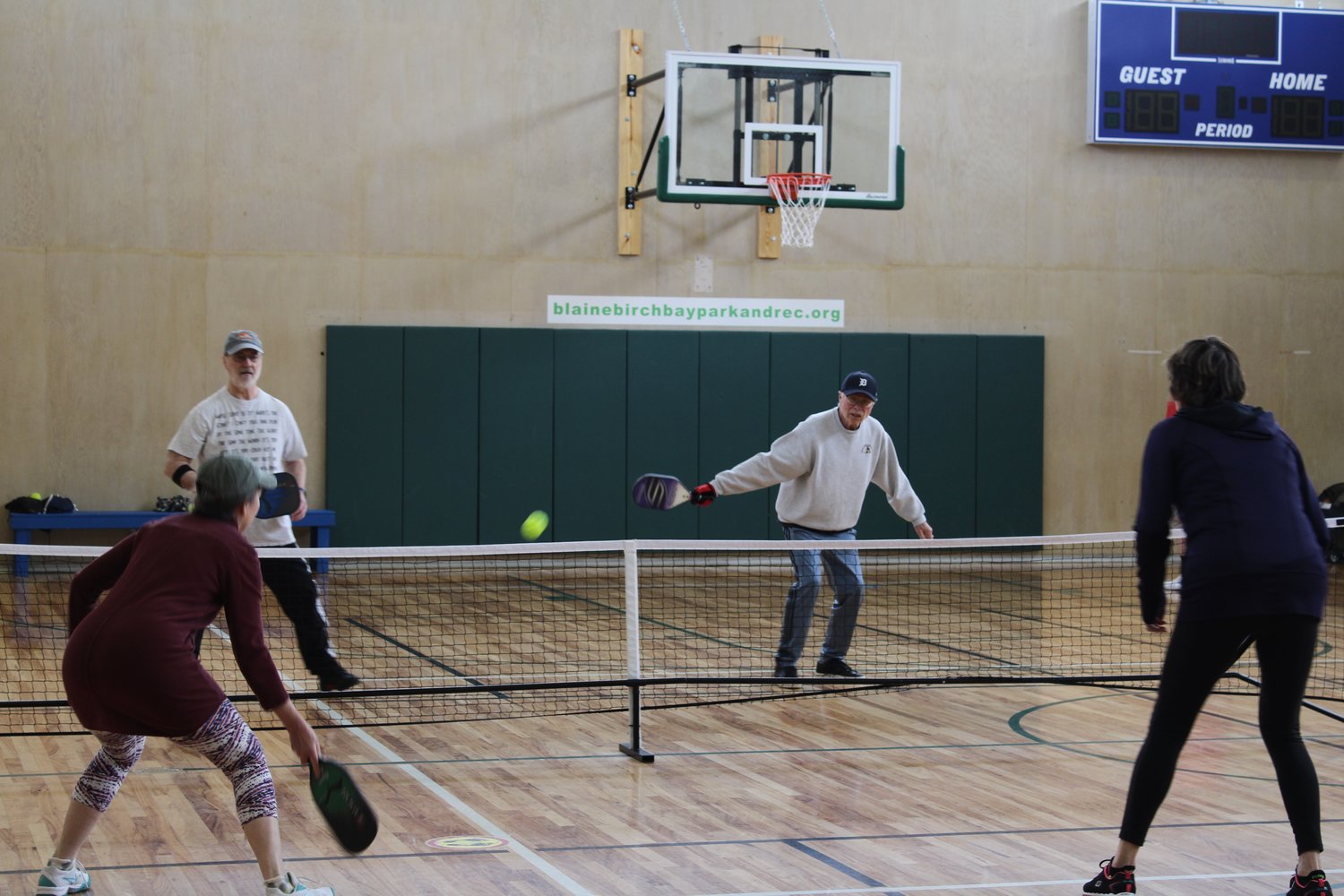 Community members play a game of pickleball at the Birch Bay Activity Center (BBAC) on April 4. The BBAC hosts a variety of pickleball programs for all ages and skill levels.
