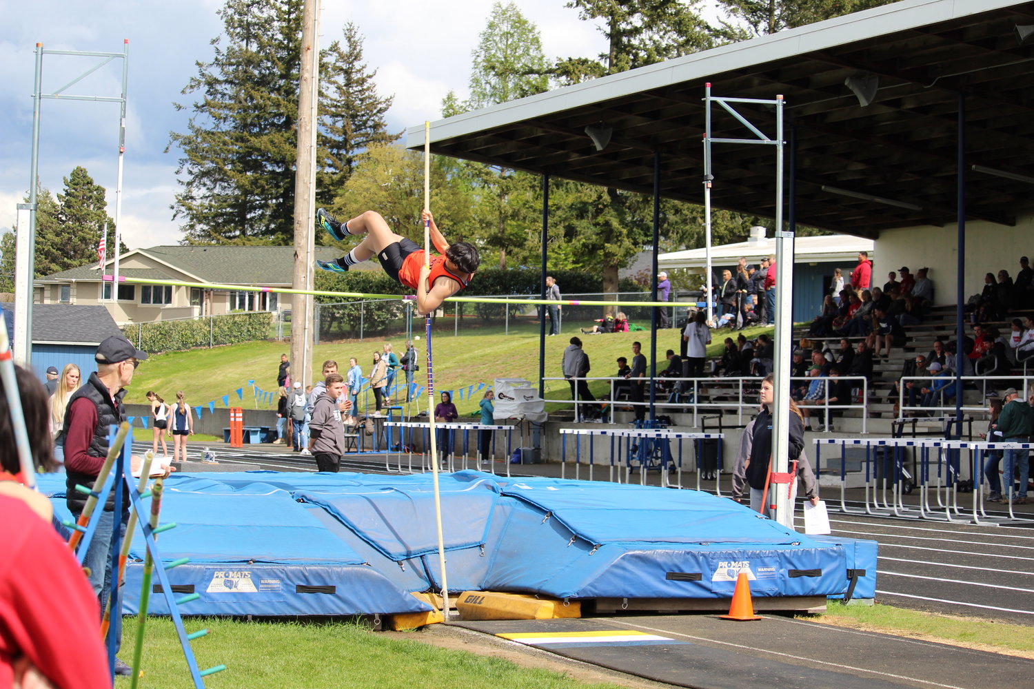 Mayako Pereira vaults in the 1A district championship meet at Lynden Christian High School on May 13. Twelve Blaine track and field athletes and two relay teams are slated to compete at bi-district championships in Granite Falls Thursday, May 19 and Saturday, May 21.