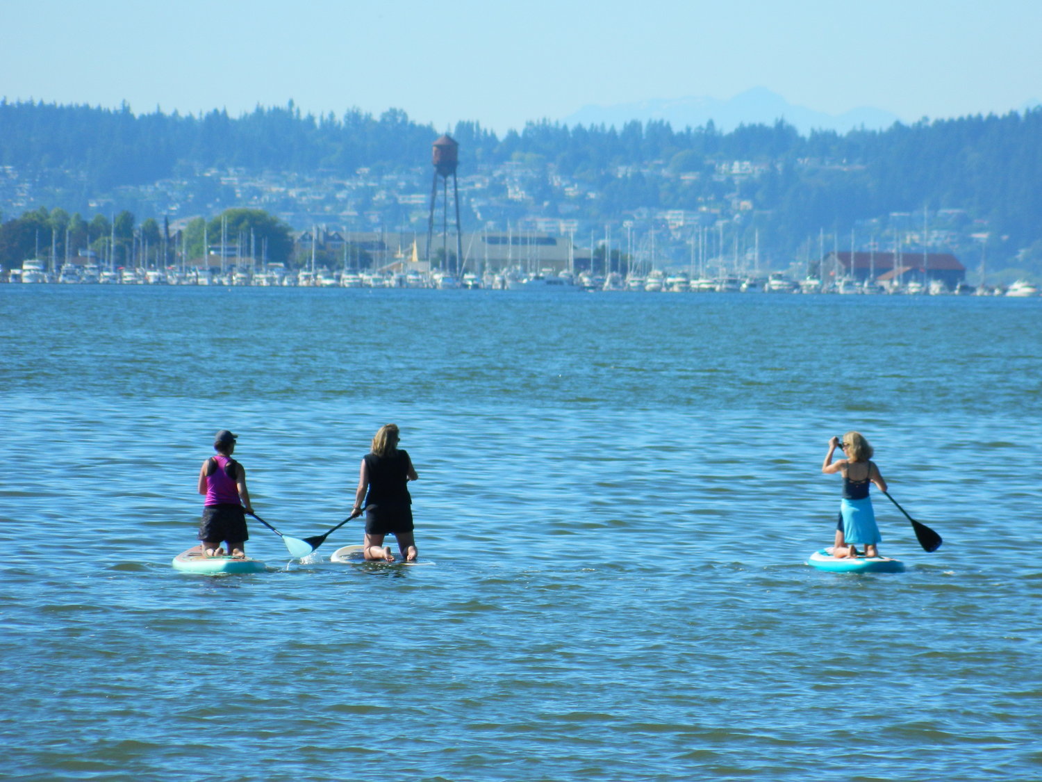 A group of paddleboarders take on Drayton Harbor waters as they head toward Semiahmoo Spit August 6.