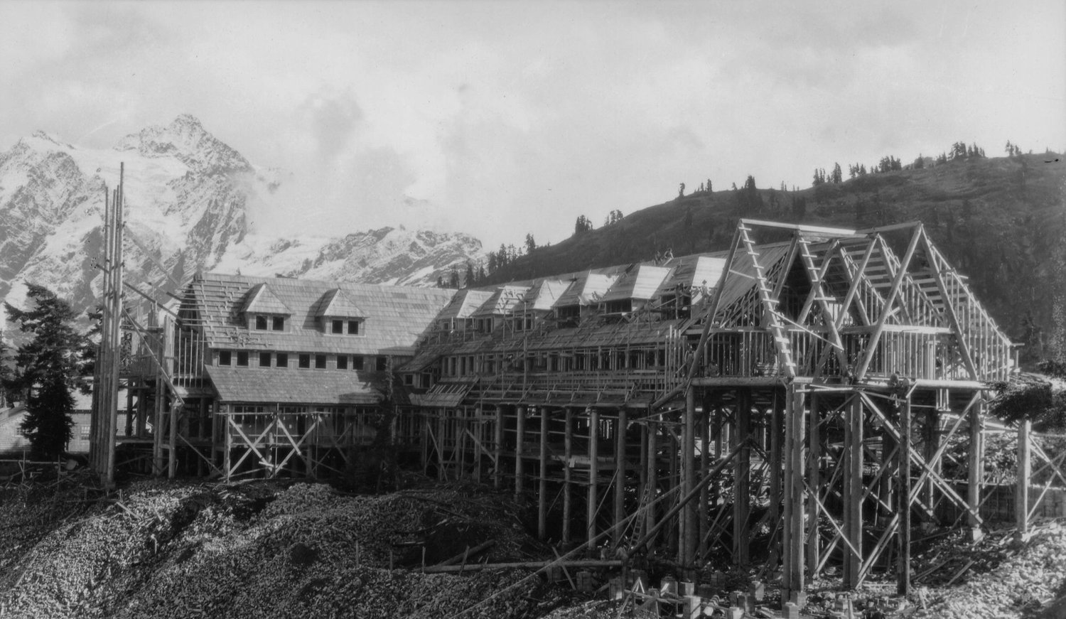 Mount Baker Lodge during construction.