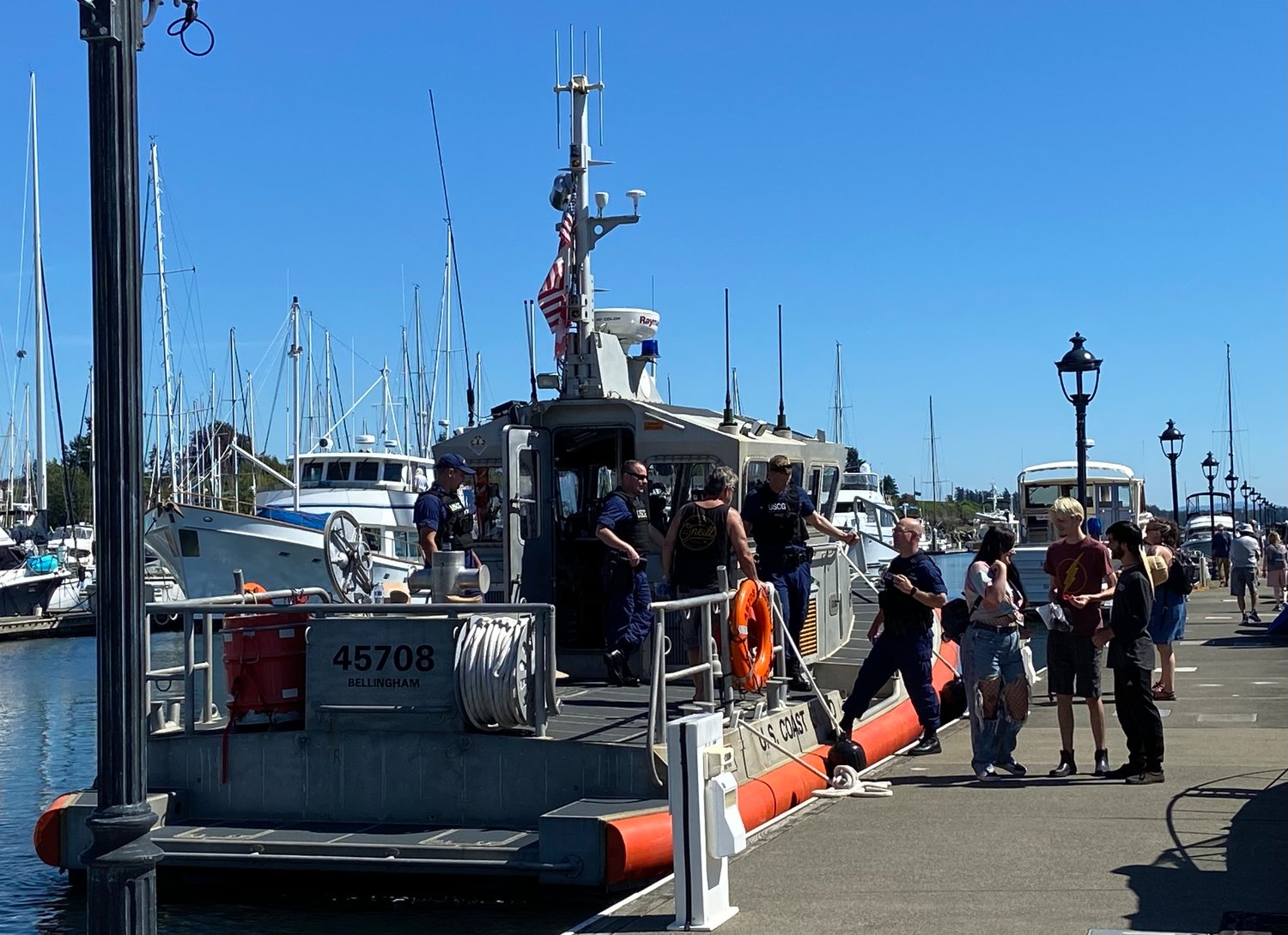 The U.S. Coast Guard docked its 45-foot response boat in Blaine 
Harbor for festival-goers to tour on August 6.