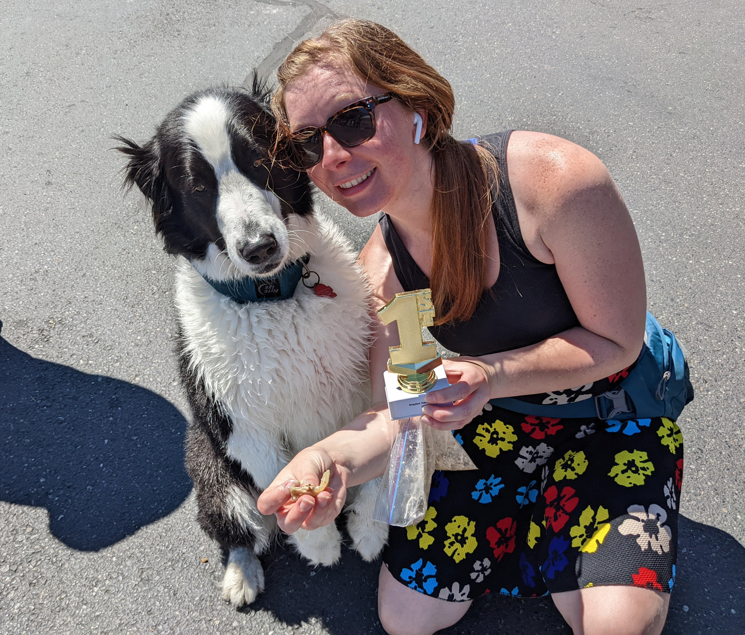 A border collie named Finnegan won first place in the pet contest.