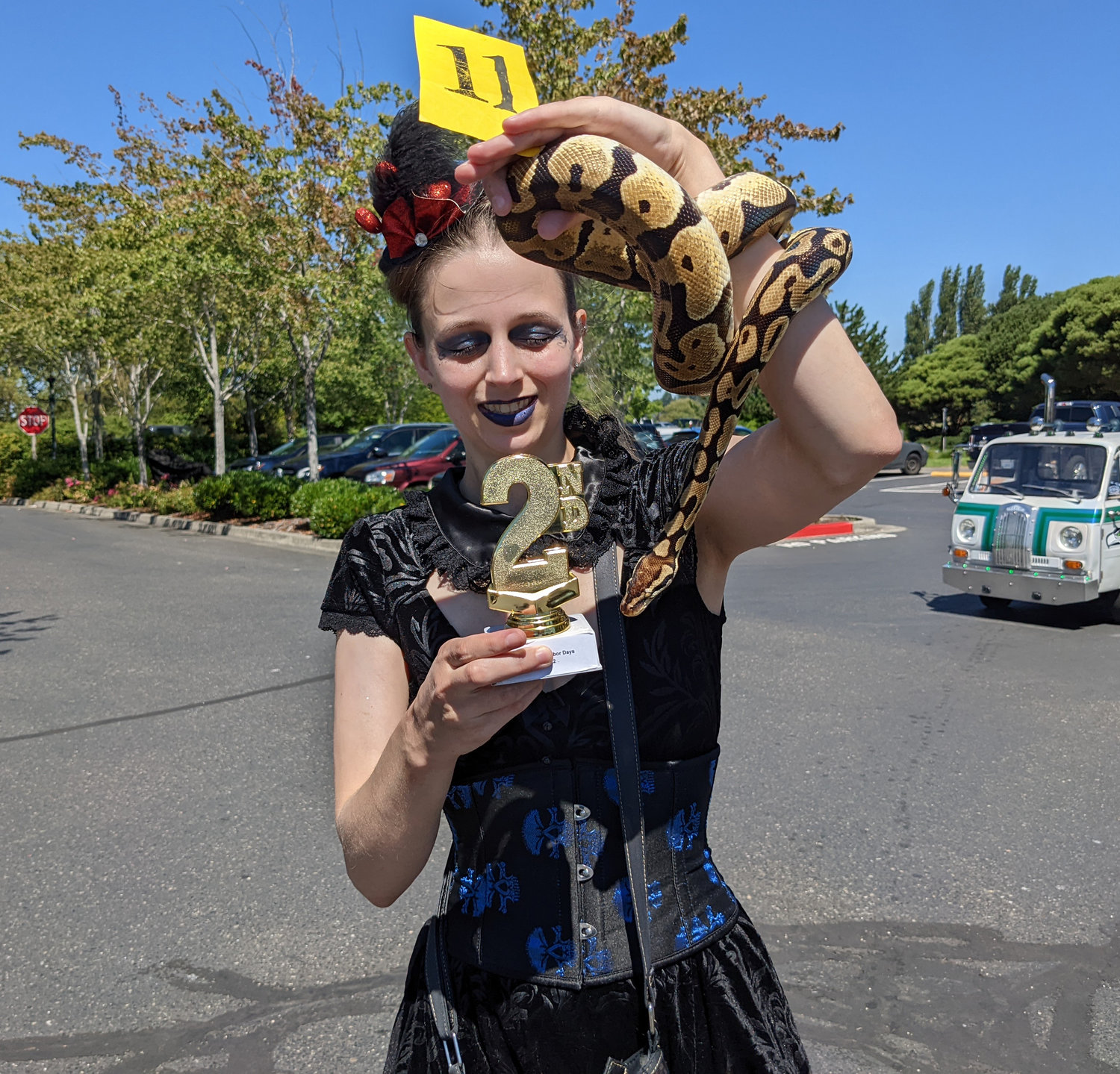 Grip, a ball python, won second place in the pet contest.