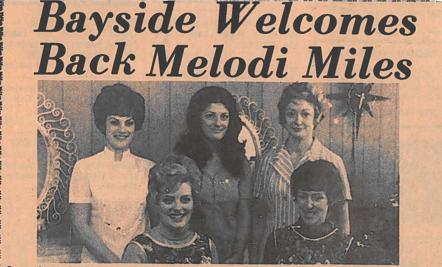 An old article showcases some of the original ‘Bayside Gals’ standing in Bayside Beauty Salon: From l.; hairdresser Inger Middlekauff, Melodi Miles and Vikki Soffoniason. Seated from l.; owner Judy Dunster and hairdresser Doreen Haugen.