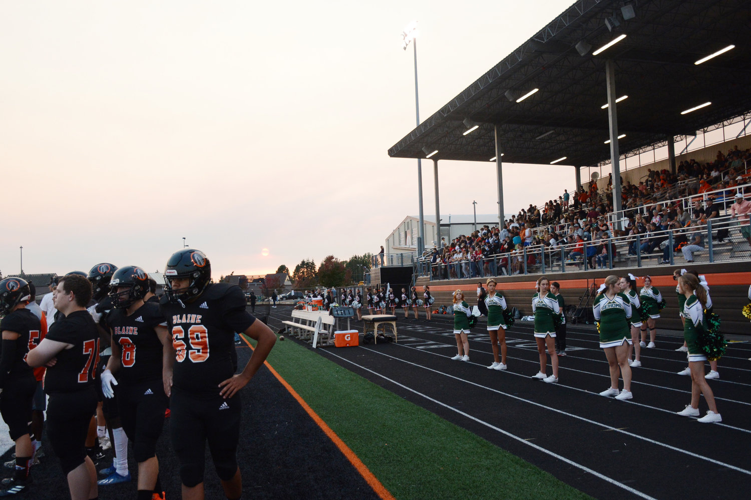Smoky skies loomed over Blaine football’s home-opening defeat to Sehome September 9.