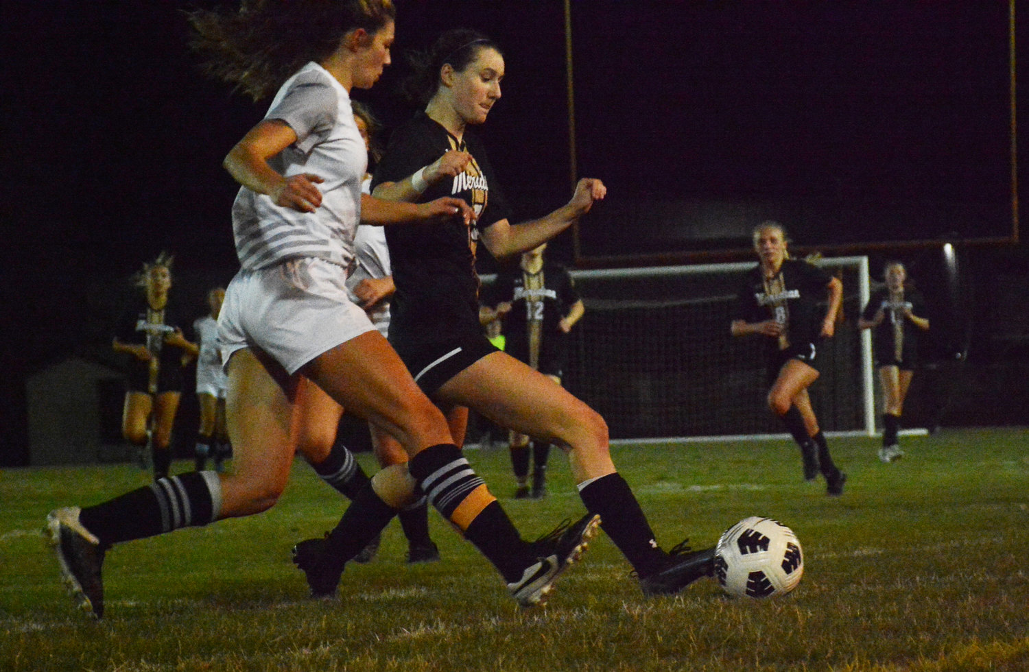 Ava Curtright steps up to defend Blaine’s 1-0 lead over Meridian September 27. The game finished 1-0.