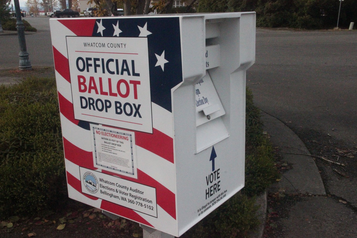The ballot drop box at Blaine Library, 610 3rd Street.
