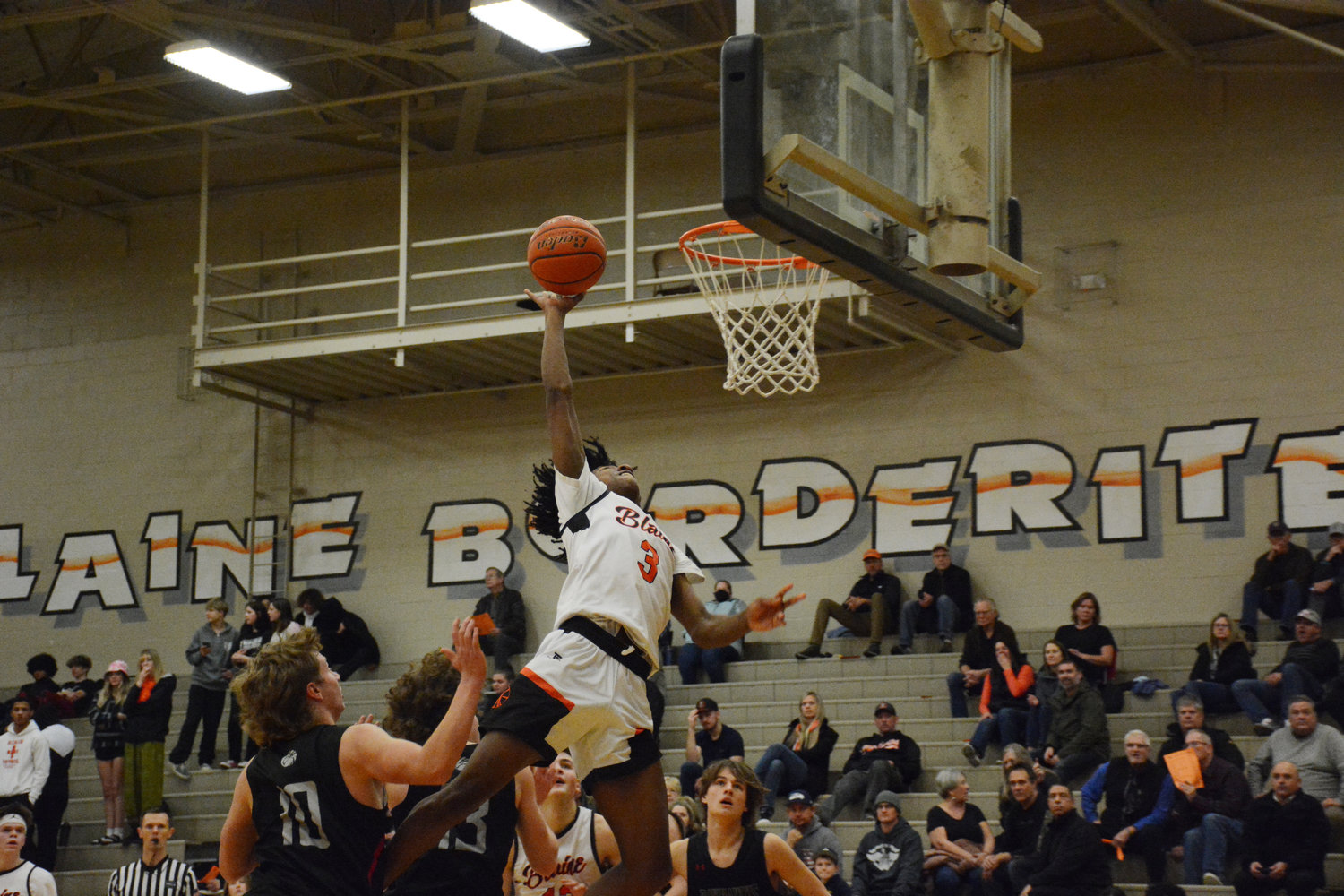 Senior Matthew Russ goes up for a layup in Blaine’s 60-49 win over Bellingham High School December 5.