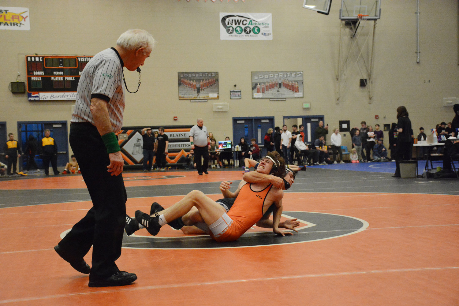 A Blaine wrestler competes at Battle at the Border in Blaine on December 9.