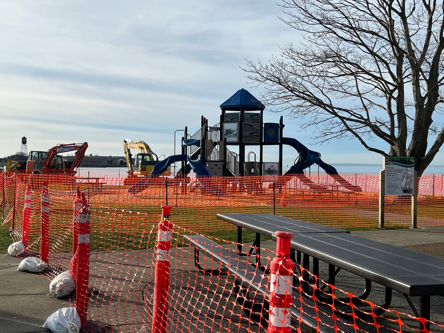 The Blaine Marine Park shoreline will be under construction near the playground area until mid-February as the city of Blaine finishes its decade-long Marine Park Reconstruction Project. The playground will be closed until Wednesday, February 15. The project’s second phase will repair the remaining shoreline and add two pocket beaches near the Lighthouse Point Water Reclamation Facility this fall.