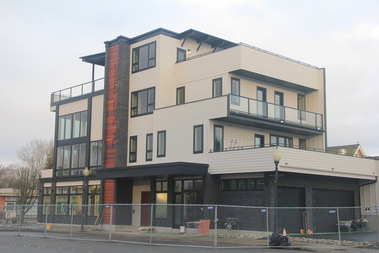 The modern mixed-use building at 736 3rd Street on January 23.