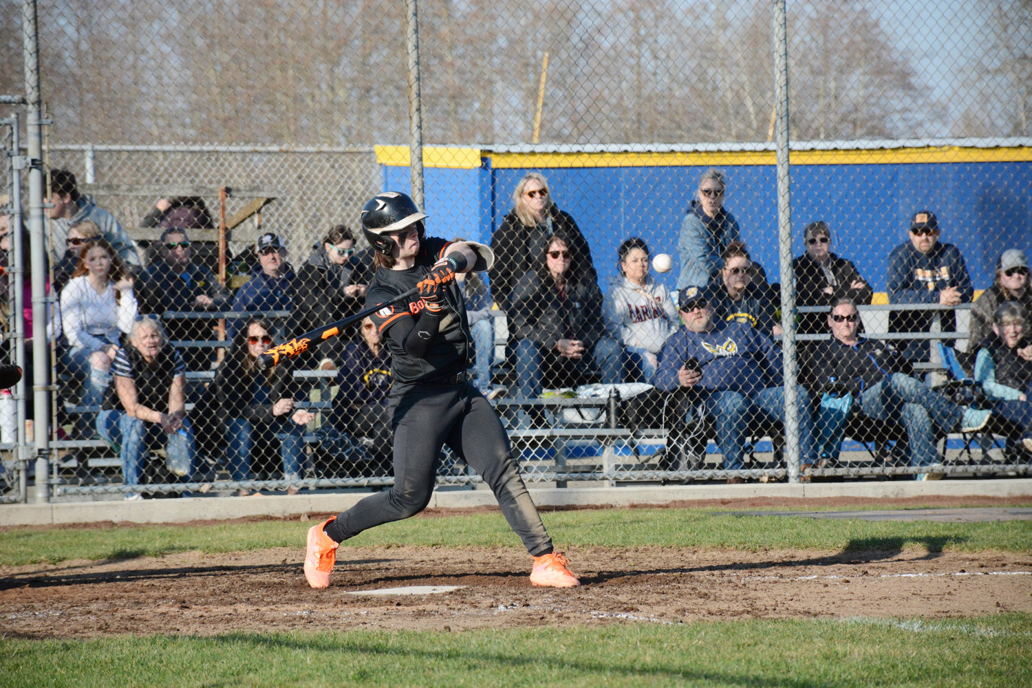 Axel Puls at bat in Blaine’s 23-15 loss to Ferndale High School March 21.