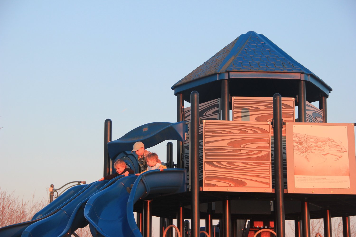 The Blaine Marine Park pirate playground offers a place for children to run around as the days become longer and weather becomes warmer, as seen during the evening of March 28. The playground is fully reopened after being closed earlier this winter while shoreline construction was being done.