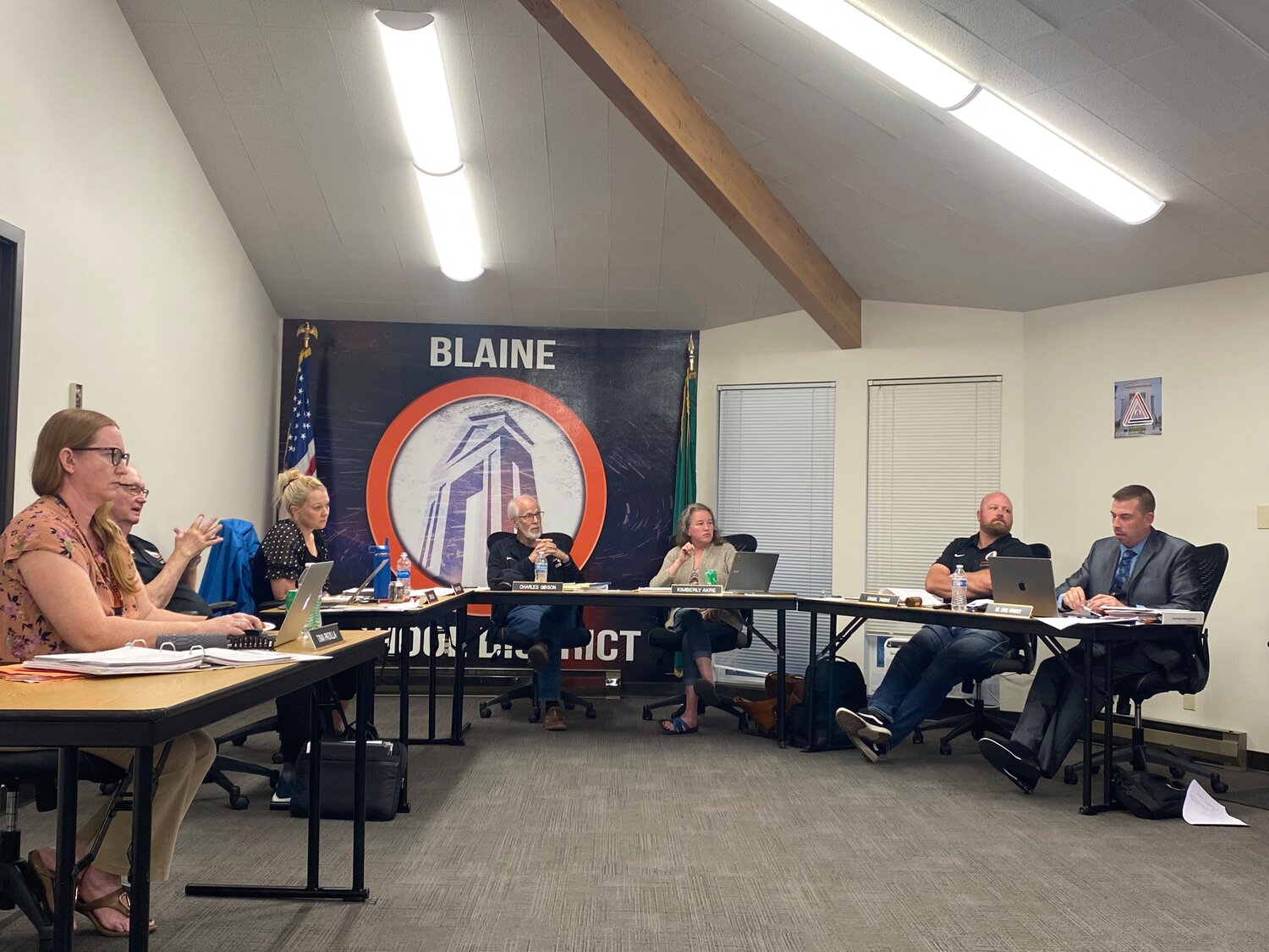 Blaine school board members and staff discuss plans to include the maintenance and operations levy on the February 2024 special election ballot.