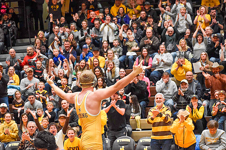 University of Wyoming Junior Hayden Hastings of Sheridan, seen competing in January 2020, is among the standout returnees on the Cowboy wrestling squad. The team will kick off its 2021 season on Sunday at home.