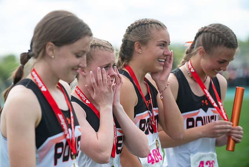 An emotional finish greeted the 4x400 relay team after the team received its medals, as the victory in the final event gave the Panthers a second straight state title on Saturday. Sophomore Waycee Harvey, senior Jenna Hillman, junior Anna Bartholomew and junior Megan Jacobsen smile and fight back tears after their victory helped secure a state title.