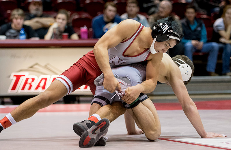Bobur Berdiyarov, (pictured here competing in 2019), makes his return to the Trapper wrestling team this season and is hoping to make a return to the NJCAA National Championships.