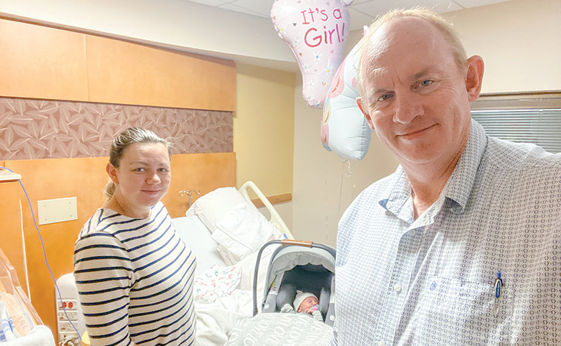 The couple celebrated the birth of their daughter on Aug. 6, 2022, at 11:03 p.m. Pictured from left to right are Anastasia (Nastya) Talbot, Emily Mari Talbot and Gerhard Talbot.