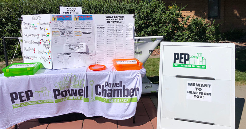 Powell Economic Partnership put out a table at Homesteader Days to get feedback from Powell residents on what they&rsquo;d like to see. Some of that information, executive director Rebekah Burns said, will also be provided to the county as part of the Land Use Plan process, which Burns is also a part of.