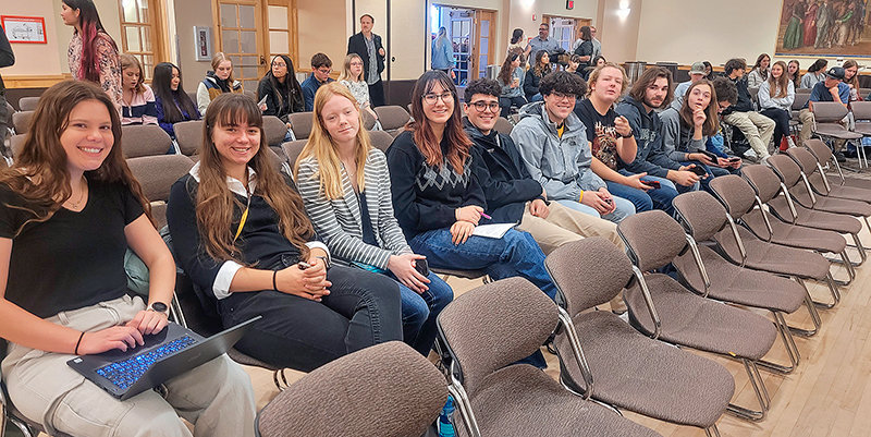 Powell High School&rsquo;s student newspaper The Prowl won All-State Champion Newspaper for 2022-2023 at the Wyoming High School Student Press Association on Nov. 7 in Laramie. From the left, Gabby Paterson, Emma Johnson, Emma Brence, Grace Coombs, Aidan Wantulok, Matthew Wantulok, Hunter Davis, Nathan Feller and Taryn Feller.