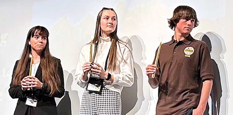 Powell High School student Emma Johnson (left) was elected president of the Wyoming Association of Student Councils convention in November. Next to Johnson is newly elected Secretary Alyssa Ahlers and Vice President Cash Jones.