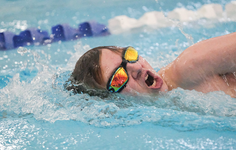 Levi Hawley comes up for a breath during the 100 free on Tuesday.