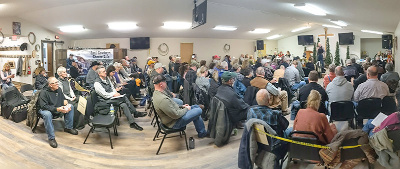 Park County Republican Party Chairman Martin Kimmet addresses the party's central committee on March 2 at the Cody Cowboy Church, following his unanimous reelection. Kimmet has served as chairman since 2017.
