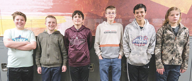 Powell Middle School&rsquo;s Mathcounts students have had a successful season. From left, David Stensing, Calvin Opps, Memphis Solberg, Hunter Taylor, Gianreye D&rsquo;Alessandro, Landon Petersen and Mackenzie Legler (not pictured) swept the Northwest Chapter contest in February. On Wednesday, the students received news that the team of Stensing, Opps, Solberg and Taylor placed first at the state competition.
