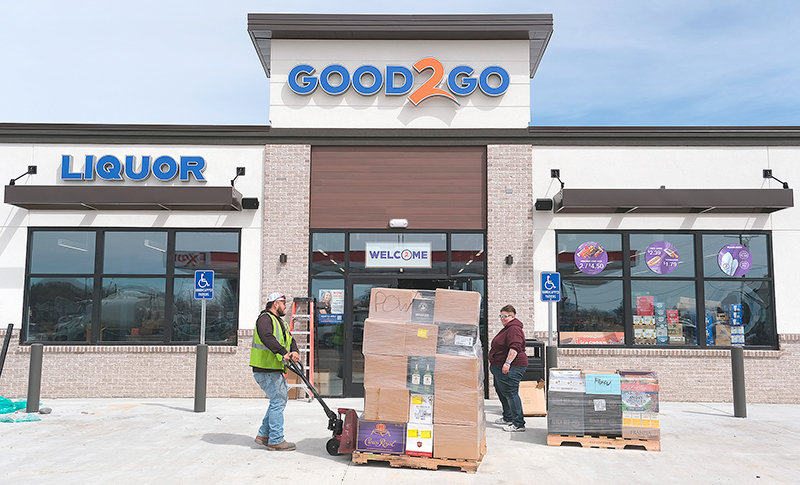 Final stocking was underway Monday afternoon to prepare for the scheduled Wednesday, April 12 opening of the new Good 2 Go convenience store in Ralston.