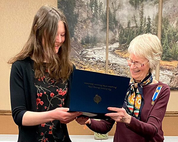 Haley Pearson-Horner was presented a $200 scholarship from the Daughters of the American Revolution by regent Karin Neilson on April 1.