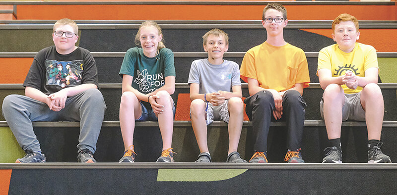 From left, Powell Middle School students Riley Fagan, Anyston Keller, Orin Onstine, Tyler Kruger and Onyx Miller will be competing in an international robotics competition in Long Beach, California, on May 19.