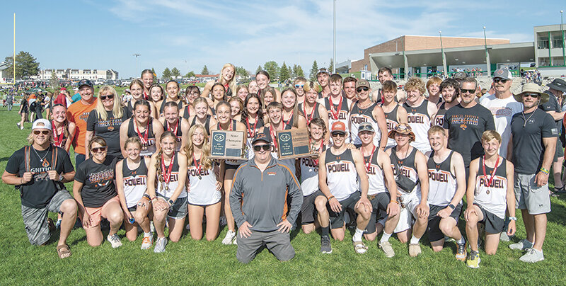 The Powell Panthers gathered together to celebrate the first time that Powell High School has won both girls&rsquo; and boys&rsquo; team state track titles in the same year.