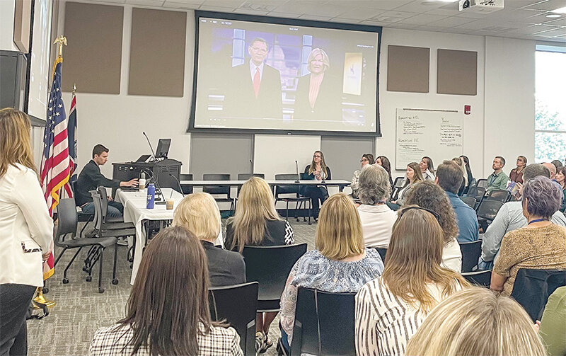 Sens. John Barrasso and Cynthia Lummis (R-Wyo.) give virtual remarks at the state&rsquo;s first annual federal funding summit in Sheridan on June 14, 2023.