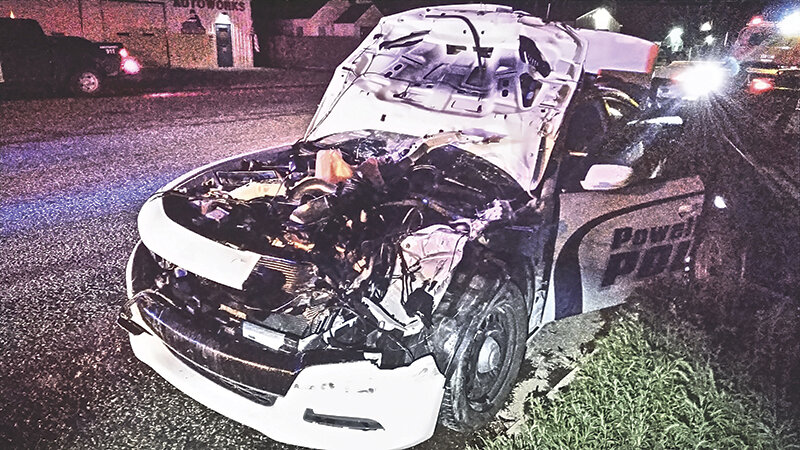 One of the Powell Police Department&rsquo;s patrol cars was totaled in a July 7 crash on South Street. Authorities say the crash occurred when the officer fell asleep while on patrol.