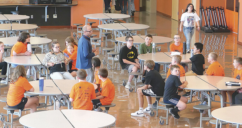 New sixth graders at Powell Middle School learn some of the basics of the school day while sitting in the school lunchroom on the first day of classes. The school is the only one in Park County School District 1 not to be recording more students than the year before so far in the school year.
