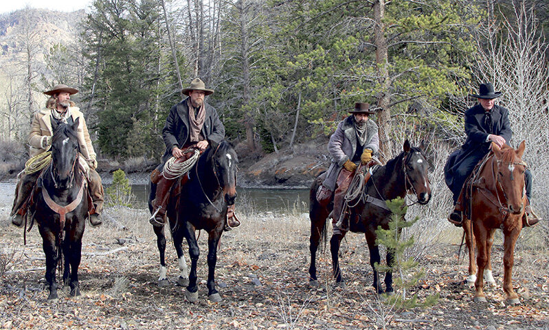 In 2015 the Vali Twin showed the Western movie &lsquo;Absaroka Sins,&rsquo; which was shot almost exclusively in Wyoming. On the trail of outlaws are from left, Howard Prescott (played by Rob Story), Lucius Blackledge (Patrick Mignano), Monty Wilson (Kyle Oliver) and Sheriff Wilbur Crowley (Clay Gibbons).