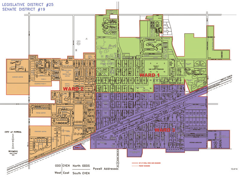 A few hundred City of Powell residents have been moved from Ward 3 to Ward 1 to more equally spread out the city&rsquo;s population. As shown between the new map (first image) and the old map (second image), the change only affects those living in the central and northeastern sections of town.