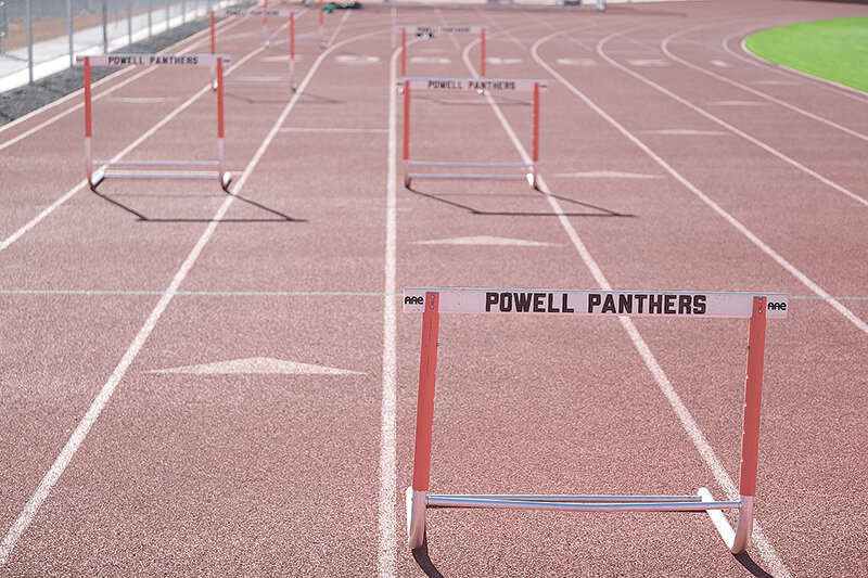 After 15 years Powell High School&rsquo;s track will receive a new look. The red and white track will be renovated by the end of July with black lanes, orange exchange zones and black long jump and high jump pits.